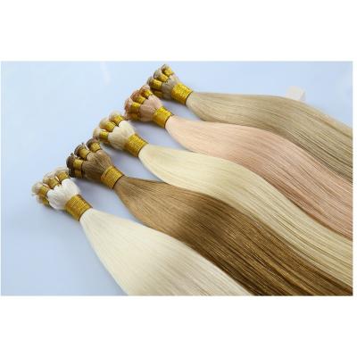 China High Quality Invisible Hand Tied Weft Hair Silky Straight Remy Hand Tied Hair Extension Double Drawn Wave Long Lasting for sale