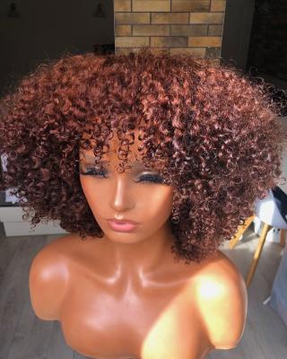 China Brazilian Curly 350% Density Full Lace Human Hair Full Lace Wigs 360 Curly Curl Hair With Bangs None Lace Up Cheap Wigs for sale