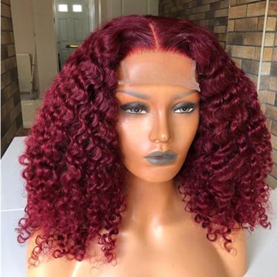 China Jerry Curl HD Transparent Lace Wigs For Color Women 99j Density Hair Wigs 180% Wet And Wavy Pre Plucked Human Lace Front Wig for sale