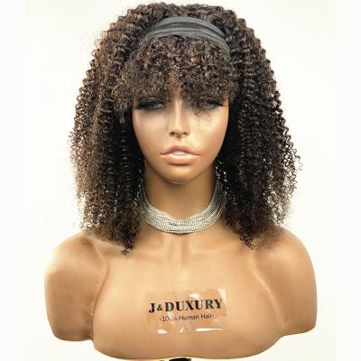 China Short Curly Curl Hair Wig With Bangs For Afro Curly Hair Wigs Color Women Curl Headband Good Quality Wigs for sale