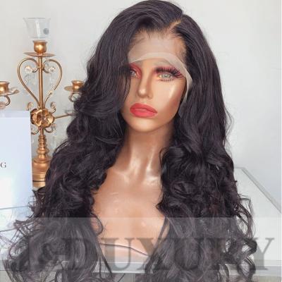 China Transparent Body Wave Human Hair Lace Front Brazilian Pre Plucked Lace Wig For T Color Women's Glueless Lace Wig Part Wig for sale