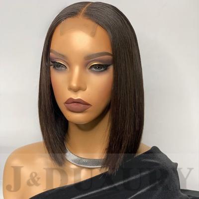 China Hd Silky Straight Human Hair Full Lace Wigs For Black Women Dangle Cheap Short Hair Short Wigs For Black Women 5x5 Closure Lace Wig for sale