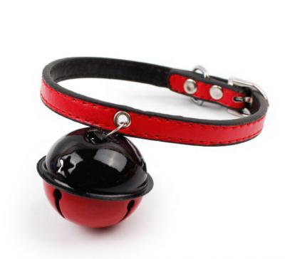 China Manufacturer Customized Pet Colorful Personalized Glowing PU Leather Dog Collar With Bell for sale