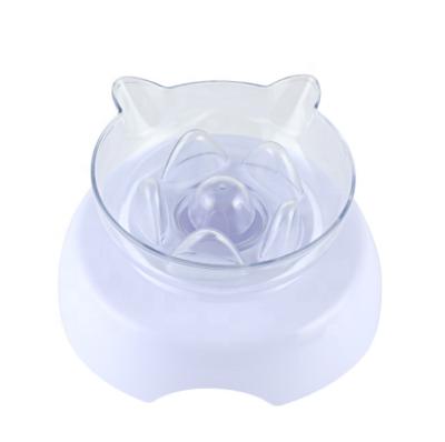 China Sustainable Hot Selling Lovely Single Oblique Round Bowl Plastic Cat Bowl for sale