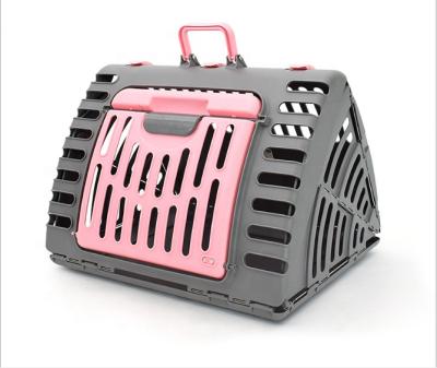 China Portable Folding Cat Pet Box Carrier Breathable Plastic Travel for sale