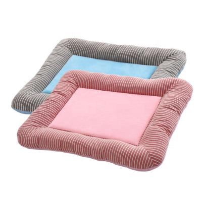 China Wholesale High Quality Soft Striped Dog Travel Fleece Pet Bed Cat Cushion for sale