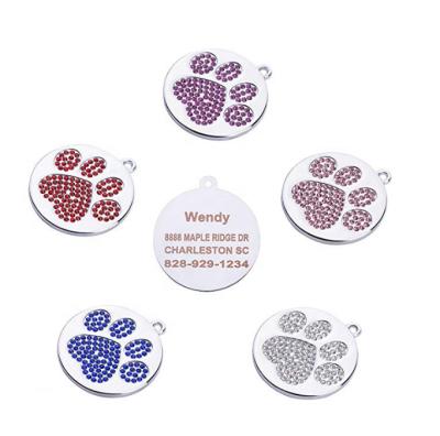 China Hot Selling Cheap Personalized Rhinestone Footprint Customized Dog Collar Tags for sale