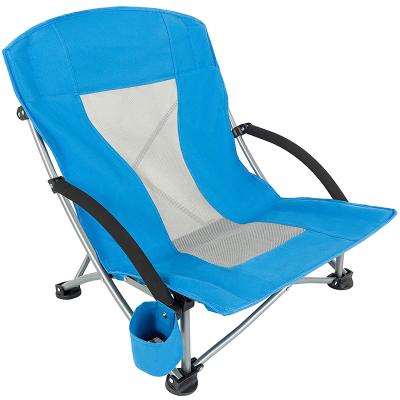 중국 Modern Blue Ergonomic Design Low Folding Mesh Back Outdoor Beach Chairs 판매용