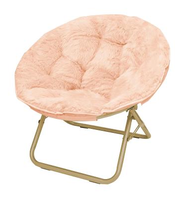 중국 Comfortable Soft Furry Moon Chair Padded Round Design Moon Chair Ultralight Foldable Metal Frame 판매용