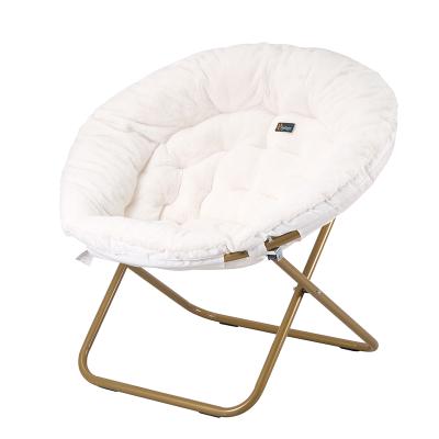 China Durable Faux Fur Material Foldable Saucer Around Leisure Home Outdoor Portable Moon Office Comfy Chair for sale