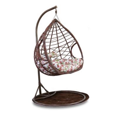 China Modern Outdoor Hanging Swing Chair Basket Egg Shaped Wicker Rattan Swing Chair for sale