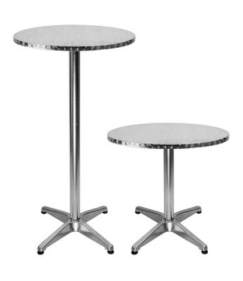 China Modern Foldable Round Aluminum Bar Table 2 Heights Adjustable Coffee Table 24 Inches High Standing for sale