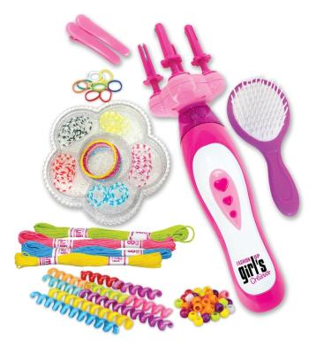 China MBK Eco-friendly Material TOYS Hot Sale Girls DIY Carry-on Plastic Hair Braider Set Kid's Hair Beader with Fashion Beads Toys Comb and Hair Braiding Set for sale