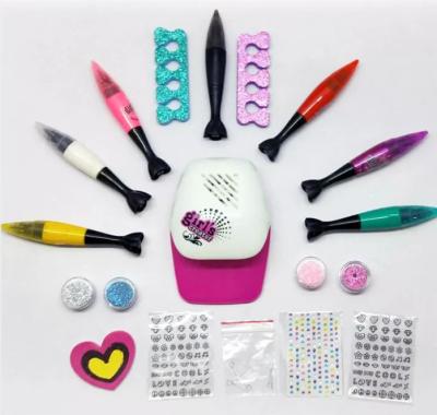 China MBK Safety PLAYS Girls DIY Beauty Nail Art Playset Toys Pretend Cosmetic Makeup Set with Nail Dryer for Kids for sale