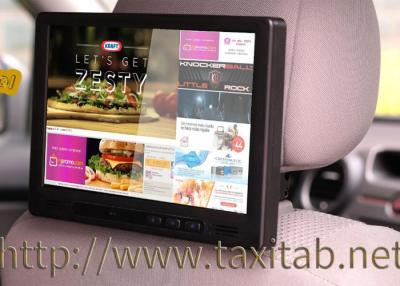 China 10 Inch Taxi Headrest Advertising Capacitive Multi Touch Screen With 3G , GPS , Motion Sensor for sale