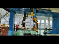 Gantry 2 robots intelligent welding robot system 9th aixs in production testing before shipment