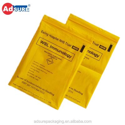 China Ziplock/Seal Self Adhesive/Heal Seal Lab Specimen Plastic Bags For Medical Waste Disposal Blood Specimen Transport Bag for sale