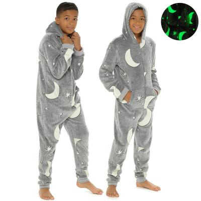 China Thermal Glow In The Dark Flannel Halloween Animal One Piece Pajamas Costume Sleepwear Kids Homewear for sale