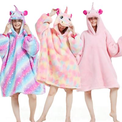 China Unicorn Sweatshirt Fleece Blanket Hoodie Blanket Oversized Anti-wrinkle Blanket for sale