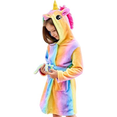 China Rainbow Bathrobe Thermal Wholesale Soft Hooded Sleepwear For Kids Girls for sale