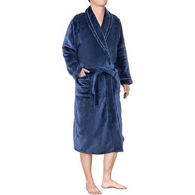 China QUICK DRY Men's Soft Plush Fleece Robe Soft Warm Bathrobe For Men Shawl Collar for sale