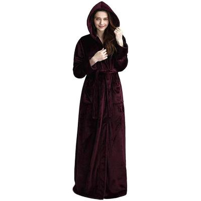 China Super Soft Fleece Long Robe Women's Full Body Bathrobe QUICK DRY Warm Bathrobe Waist Belt for sale