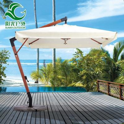 China 3*3m Restaurant Modern Indonesian Wooden Umbrella Umbrella Cantilever Sun Patio Umbrellas for sale