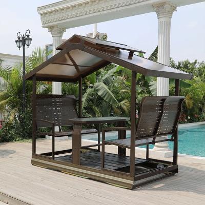 China Water Proof New Swing Chair Outdoor Garden 4 Seater Aluminum Rocking Chair With Mosquito Net Resistant for sale