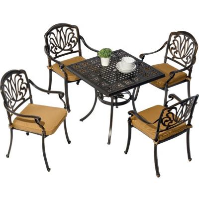 China Rustproof Used Cast Aluminum Furniture Restaurant Outdoor Dining Table Set Rustproof for sale