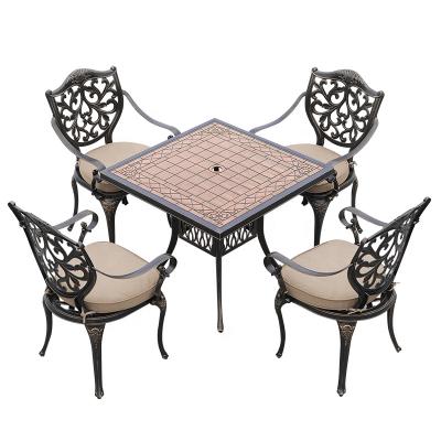 China New weather proof cast aluminum furniture cookware outdoor garden set resistant Eco-friendly\UV resistant\Water proof\Aluminium dining set for sale