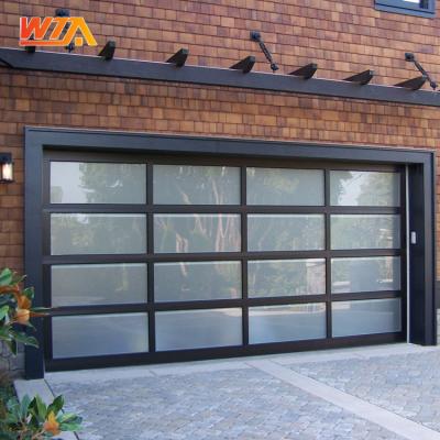 China Windproof Opener Aluminum Steel Sectional Automatic Glass Garage Door Factory Price With Motor for sale