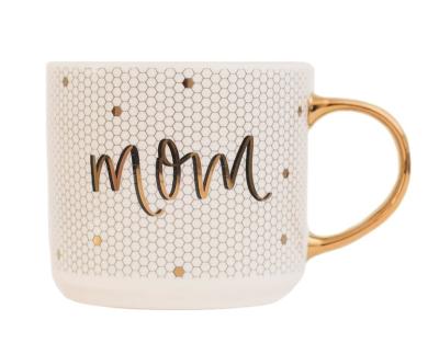 China Viable Gift Mother's Day Amazon Hot Selling Can Customize Real Gold Logo Porcelain Coffee Chinese Kitchen Ceramic Drinking Mug Set for sale