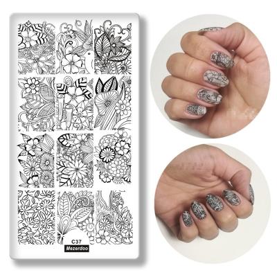 China Stainless Steel Lace Flower Template Nail Stamping Plates Foils Image Stamping Printing Nail Art Templates DIY Manicure Stamp Tools for sale