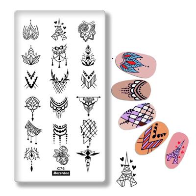 China Stainless Steel Nail Stamping Plates Love Tower Mandala Flowers Heart Design 12cm*6cm Stamping For Nail Art Template DIY Nails for sale