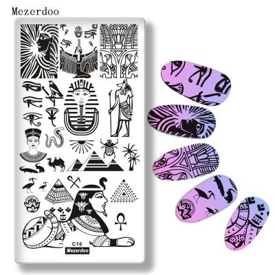 China Nail Polish Pyramid Snake Egypt Theme Stainless Plate Image Stamping Art Nail Plates DIY Manicure Printing Template Plate Tool for sale