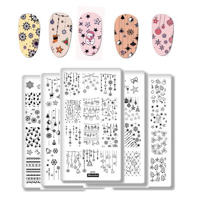 China Home or Professional Nail Salon Nail Stamping Nail Art Template Stencils Christmas Elk Christmas Snowflake Image Plates for Nails for sale