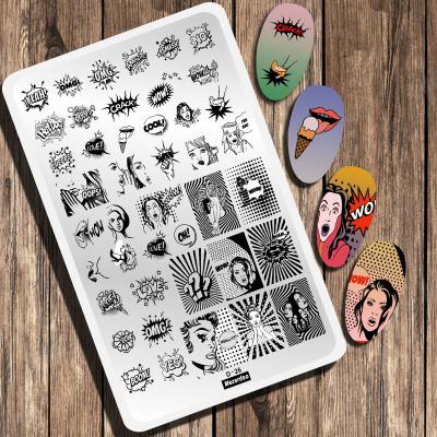 China 14.5cm*9.5cm Stainless Steel Rectangle Nail Stamping Plates Stainless Steel Face Snake Abstract Nail Art Stamp for sale