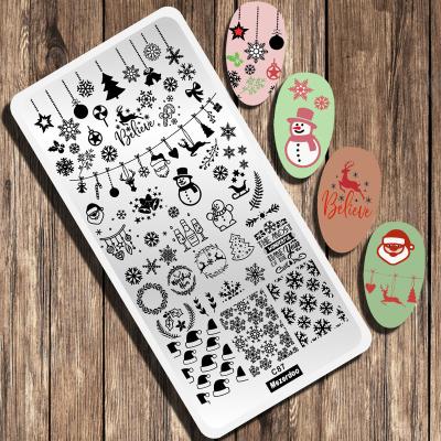 China nail polish & Stamping Tools Merry Christmas Nails 6CM*12CM Snowflake Snowman Bear Stamp Template Deer Nails Stamping Plates for sale