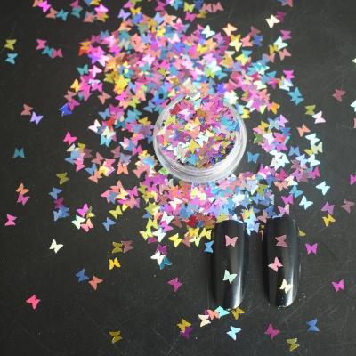 China Environmentally Friendly Silver Flakes Butterfly Nail Paillette Holographic Colored Laser Glitter Micro Nail Thin Glitter for sale