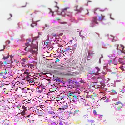 China Eco-friendly Material And Easy Apply Simple Laser Musical Note Glitter 6MM Nail Art Handwork DIY Decoration Sticker Nails Art 3D for sale