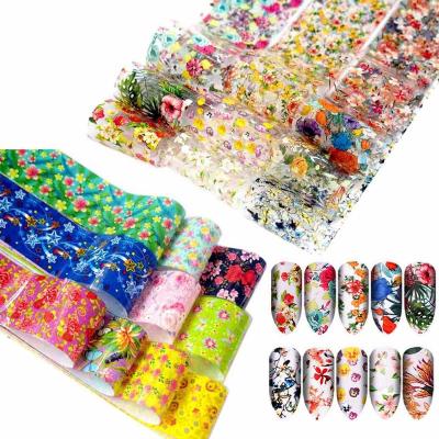 China Mixed Design 10Pcs/bag New Designer Wholesale Foil Explosion 3D Nail Art Stickers OEM Brand Transfer Sticker Nail Foil for sale