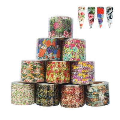 China 10Rolls Nail Art DecorationTropical Flower Leaves Summer Beach Palm Style Nail Foil Paper and Eco-friendly Easy Apply for sale