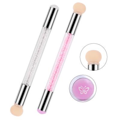 China Dual End Silicone Brush Stamp Nail Art Sponge Stamp Brush Silicone Two-Way Gradient Double Ended Gradient Shading Tool Manicure Painting Pen for sale