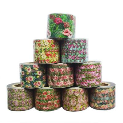 China Hot Selling 3D Transfer Paper Nail Art Transfer Foil Newest Colorful Flower Foil Series 10RollS 50M*4CM Flowers For Girls for sale