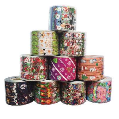 China Eco-Friendly Material And Easy Apply Hot Nail Art Santa Gifts Christmas Transfer Foil Stickers Nail Decals 50M*4CM Design 10rolls for sale