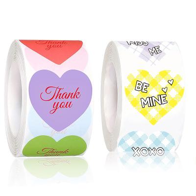 China Waterproof Valentine's Day Thank You Stickers Roll Pack 1.5