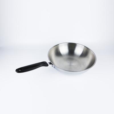 China Sustainable Factory Hot Sale Stainless Steel Wok With Plastic Handle for sale