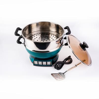 China Hotel Multifunctional Electric Hot Cooker Pan With 2 Layers 32cm Stainless Steel Pot Steamer for sale