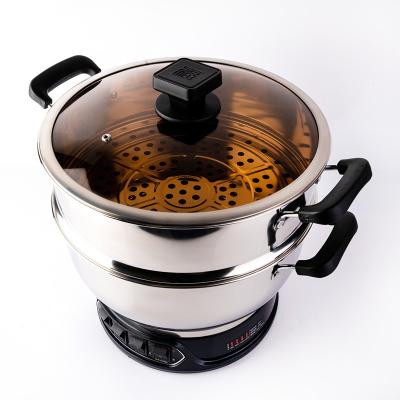 China Multifunctional Electric Cooking Pot Multiple Pan Pan With Steamer Stainless Steel Pot 32cm for sale