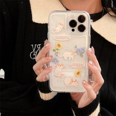 China Sunflower Cartoon Dog Soft Case For iphone 13 12 11 pro XR Max X XS 7 8 Plus Cute Cover Device for sale